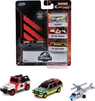 Jada Jurassıc Park 3 Pack Nano Cars, 1:65 Ölçek, 4 Cm, 3 Araba