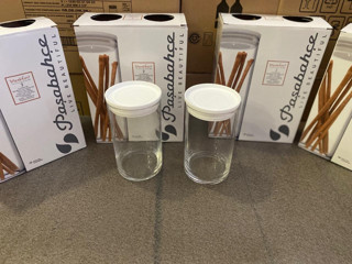 Paşabahçe 43736 vakumlu cam kavanoz - cam erzak saklama kabı 2 li beyaz