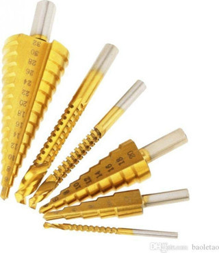 Depolife Delik Delme Pah Açma Kademeli Delme Panç Titanium 6 Parçalı Kozalak Matkap Freze Uç Seti