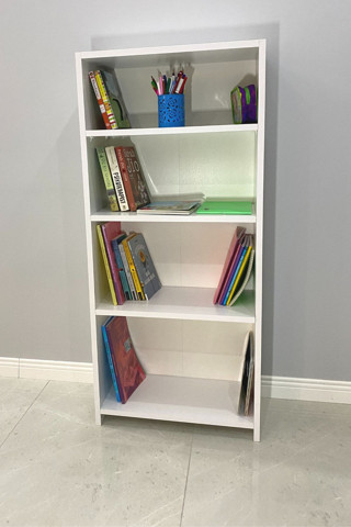 Irmak Mobilya 4 Raflı Modern Kitaplık Dosya Kitap Rafı Ofis Ev Rafı Kitap Raf Beyaz