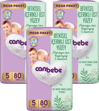 Canbebe Bebek Bezi Mega Paket Junior 5 Beden (11-18kg) 80 li x 3 Adet