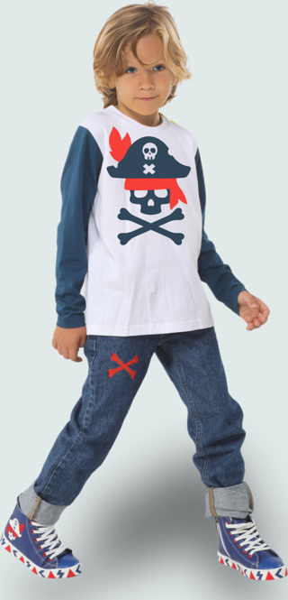 Korsan Denim Pantolon + T-shirt Takım