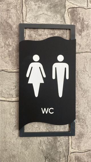 Yönline Antrasit Çerçeveli Mat Wc Yönlendirme Levhası