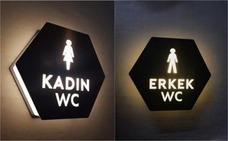Yönline Honeycomb Serisi Işıklı Erkek Wc Ve Kadın Wc Yönlendirme Seti