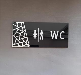 Yönline Black Silver Pattern Seri Wc Yönlendirme Tabelası