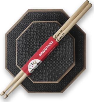 Yurtrenkleri Yayınevi Bateri Davul Ritim Çalışma Pedi 12''+ 8" + Baget 5A (Üçlü Set) - Yurtrenkleri Yayınevi
