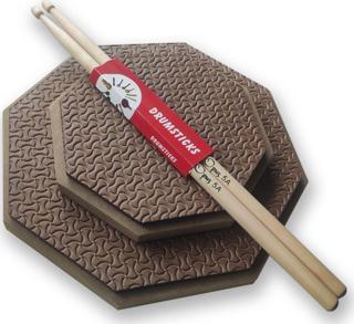Yurtrenkleri Yayınevi Bateri Davul Ritim Çalışma Pedi 12''+ 8" + Baget 5A (Üçlü Set) - Yurtrenkleri Yayınevi