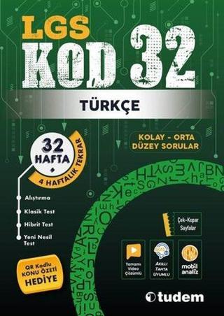 LGS Türkçe Kod 32 - Kolektif  - Tudem Yayınları - Ders Kitapları