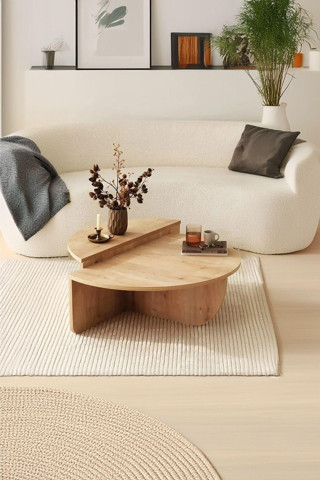 Yüceer Home Pera İskandinav 2 Li Orta Sehpa Foksiyonel Modern Tasarım Safir Meşe