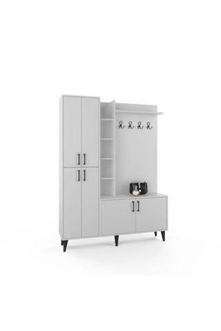 Anzera Berlin Portmanto / Vestiyer - Atlantik Çam / Beyaz - Kapaklı - Raflı