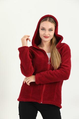 Moda Ugs Welsoft Fermuarlı Kapüşonlu Kısa Polar Hırka Haki Yeşil