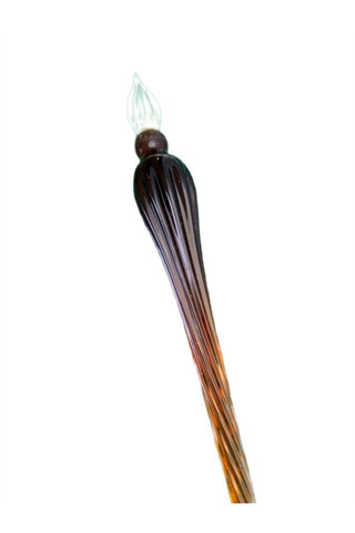 Sanathobi El Yapımı Cam Dolma Kalem, Cam Kalem, Cam Çizim Kalemi,Kaligrafi Kalem-Kehribar Sarısı