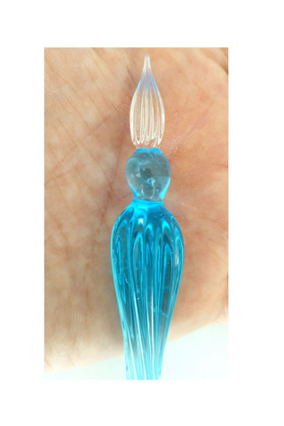 Sanathobi El Yapımı Cam Dolma Kalem, Cam Kalem, Cam Çizim Kalemi,Kaligrafi Kalem-Şeffaf Mavi