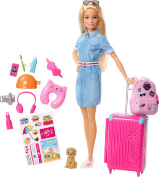 Barbie Seyahatte Bebeği ve Aksesuarları FWV25 