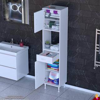 Modilayn ARDA Banyo Dolabı 35x173x32,5cm 1 çekmece 2 kapak ve 5 raflı İhtiyaca uygun kolay kurulum