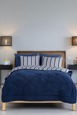 Sport Çizgili 2li Yastık Kılıfı Soft Line Lacivert