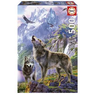 500 Parça Kayalardaki Kurtlar Puzzle - 19548 - Wolves In The Rocks