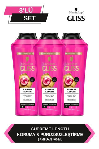 Gliss Supreme Length Uzun Saçlara Özel Şampuan 400 Ml X 3 Adet
