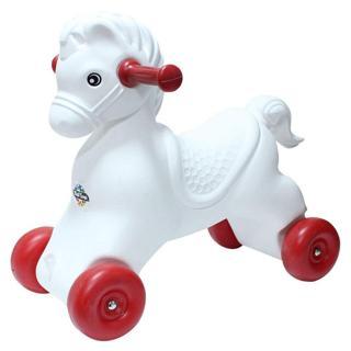 Moli Toys Salllanan Yeşil Kızaklı (Sökülür) Beyaz Kırmızı Tekerli At