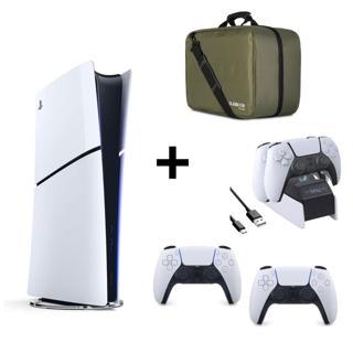 Playstation 5 Dijital Slim + 2 Dualsense + Yeşil Playstation Çantası + Şarj İstasyonu