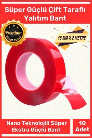 Deluxe Ekstra Güçlü Çok Amaçlı Çift Taraflı Tamir Cam Mekan Montaj 2mt Silikon Şeffaf Bant 10 Adet