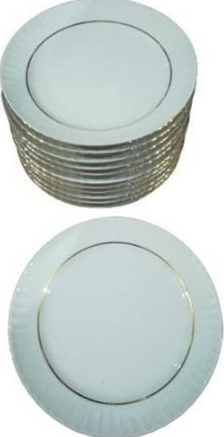 Güral Porselen Sedef Altın Yaldızlı Porselen Servis Tabak 25 Cm 12 Adet