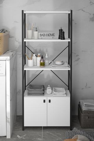 Bab Home 2 Kapak 4 Raflı Banyo Dolabı Beyaz