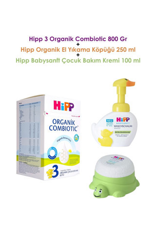 3 Organik Combiotic 800 Gr (Hipp El Yıkama Köpüğü 250 ml + Çocuk Bakım Kremi 100 ml)