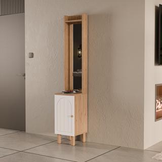 5089 Rapsody Aynalı Sol Kapaklı Bohem Portmanto Sepet-beyaz