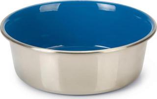 Beeztees Köpek Mama Su Kabı, Paslanmaz Çelik, İçi Mavi, 20cm, 1,9L