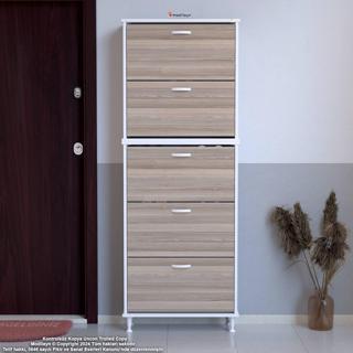Modilayn VARBİ UMAY' 2 Li Kapı Önü 52 x193x 25, 5 cm’ lik 5 Düşer Kapak 10 Göz Bölmeli Ayakkabılık