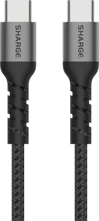 Sharge Örgülü USB-C to USB-C 240W Hızlı Şarj Kablosu - Siyah
