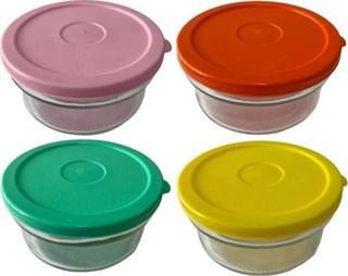 Paşabahçe Hillcap Silikon Kapaklı Cam Saklama Kabı 4Lü Kahvaltılık