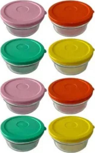 Paşabahçe Hillcap Silikon Kapaklı Cam Saklama Kabı 8Li Kahvaltılık