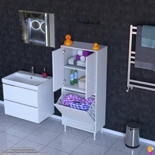 Modilayn İLKİM 55 x 138 x 32,5 cm' lik Kapak İçi Bir Raflı, Bir Akıllı Çamaşır Sepetli Dolap