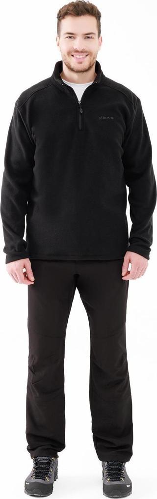 2AS Cedric Erkek Yarım Fermuarlı İnce Polar Sweatshirt Siyah