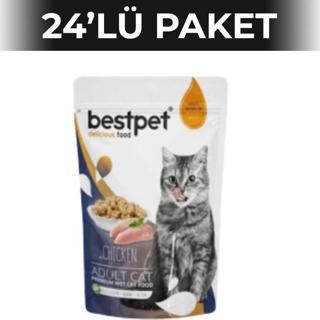 BestPet Jelly Pouch Tavuklu Yetişkin Yaş Kedi Maması 85 gr 24 Adet