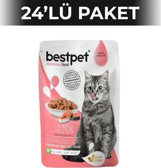 Bestpet Sterilised Jelly Somonlu Yetişkin Yaş Kedi Maması 85 gr 24 Adet