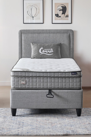 Melisa Tek Kişilik Sandıklı Baza Antibakteriyel Ortopedik Paket Yaylı Visco Yatak 3 lü Set