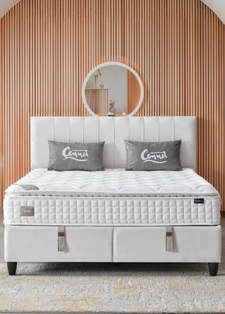 Zambak Çift Kişilik Sandıklı Baza Antibakteriyel Ortopedik Paket Yaylı Pedli Yatak 3 lü Set