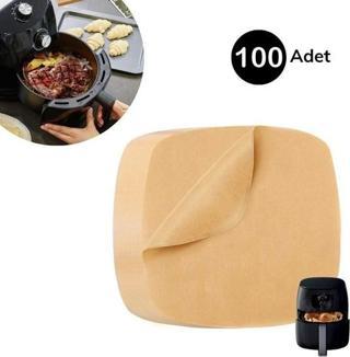 100 Adet Air Fryer Pişirme Kağıdı Tek Kullanımlık Yağ Su Geçirmez Yapışmaz Deliksiz Düz Kare Model-Findit