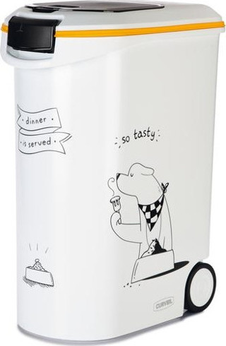 Beeztees Mama Saklama Kabı, Plastik, Tekerlekli, Özel Kapaklı, Beyaz, 54L