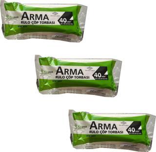 Arma Kimpack Beyaz Mini Boy 40 x 50 Cm. - 20 Litre Çöp Torbası Poşeti - 40 Adetlik 3 Rulo