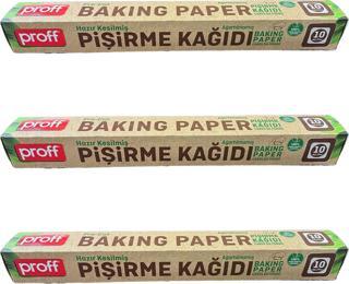 Proff Ağartılmış Doğal Kesimli Yağlı Fırın Pişirme Kızartma Kağıdı - 42x37 Cm. - 10 Adetlik 3 Kutu
