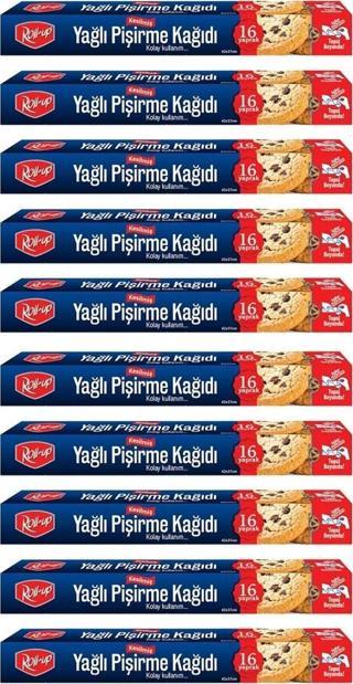 Roll-Up Yağlı Fırın Tepsi Pişirme Kızartma Kağıdı - 37x42 Cm. - 16 Yaprak - 10 Kutu