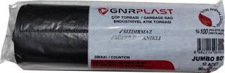 GNR Endüstriyel Jumbo Çöp Torbası Poşeti - 2 Kat - Siyah - 400 Gr. - 80x110 Cm. - 10 Adetlik 1 Rulo