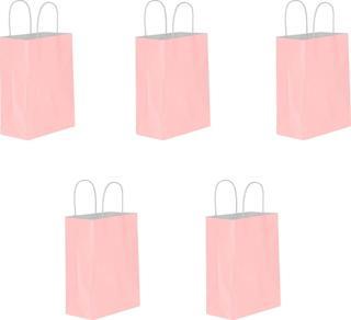 Büküm Saplı Kraft Kağıt Karton Hediyelik Çanta Poşet Torba - Pembe - 25x31 Cm. - 5 Adetlik 1 Paket