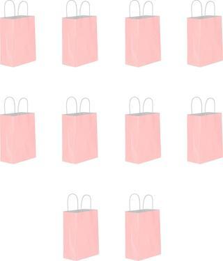 Büküm Saplı Kraft Kağıt Karton Hediyelik Çanta Poşet Torba - Pembe - 25x31 Cm. - 10 Adetlik 1 Paket