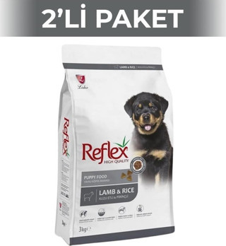 Reflex Kuzulu ve Pirinçli Yavru Köpek Maması 3 Kg 2 Adet