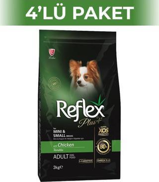 Reflex Plus Mini ve Küçük Irk Tavuklu Yetişkin Köpek Maması 3 kg 4 Adet
